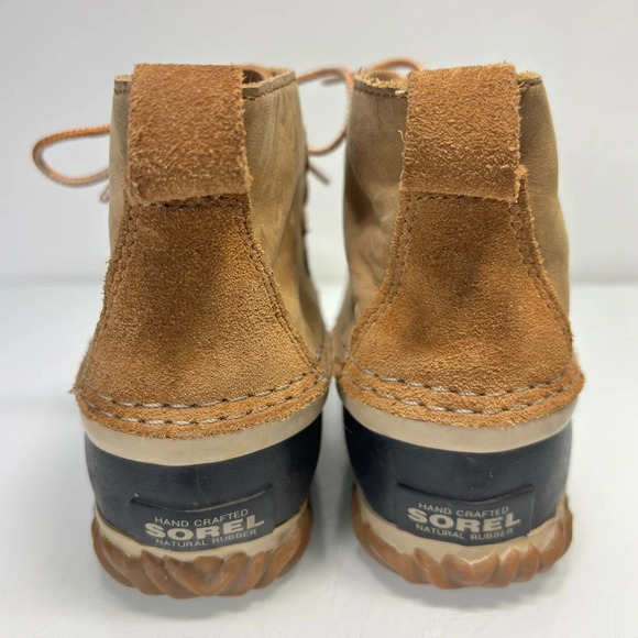 Sorel Out N About Tan Brown Nubuck Leather Rubber Waterproof Booties Size 37 - Picture 9 of 13